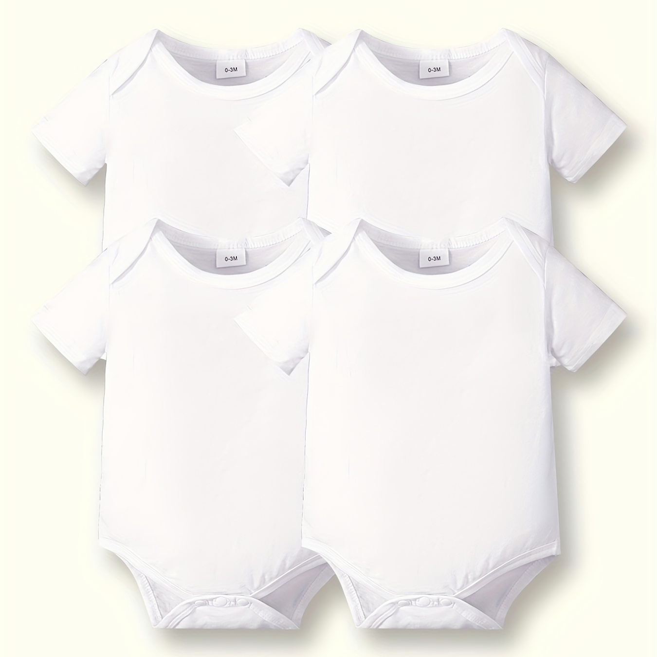 

4pcs Baby Fashion All-match Onesies, Comfortable Cotton Solid Triangle Rompers Newborn Gifts