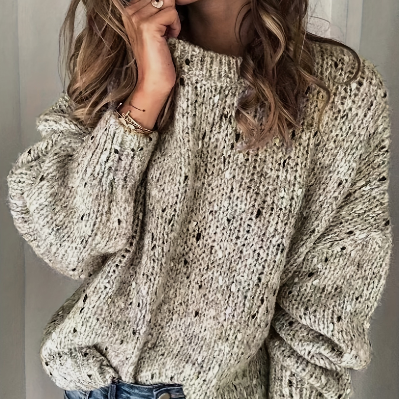 

Dot Pattern , Drop Shoulder Long Sleeve For Fall & , Women's Clothing