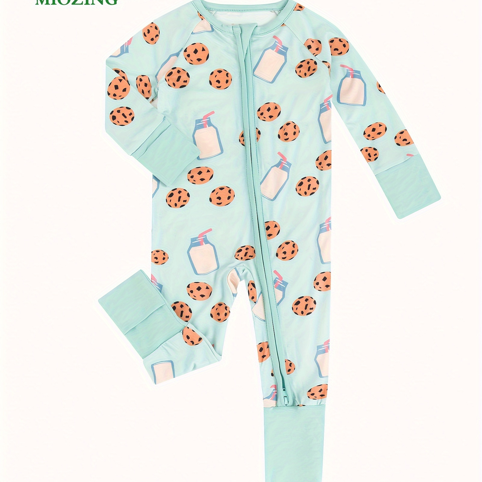 

Miozing Bamboo Fiber Bodysuit For Baby, Milk & Biscuit Cartoon Pattern Long Sleeve Onesie, Infant & Toddler Girl's Romper