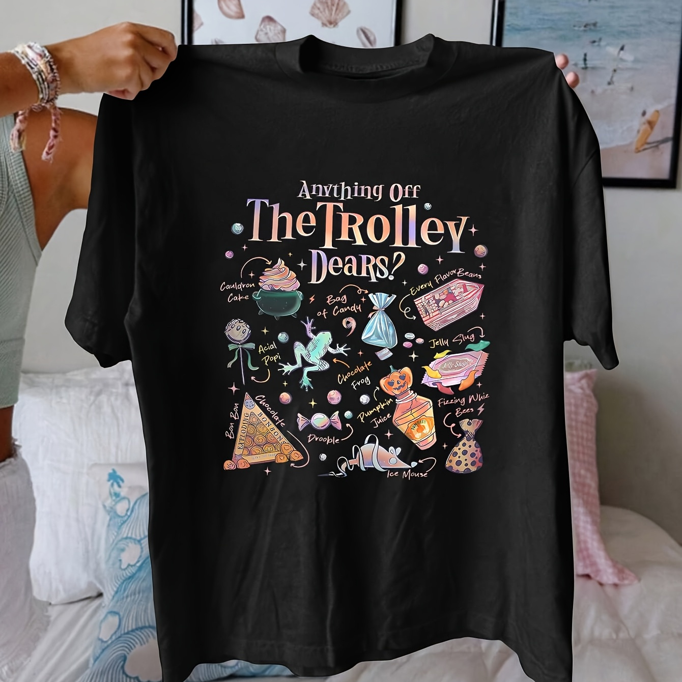 

Women's Cute Cartoon Print T-shirt - Casual Short Sleeve, Round Neck Top For , Breathable Polyester