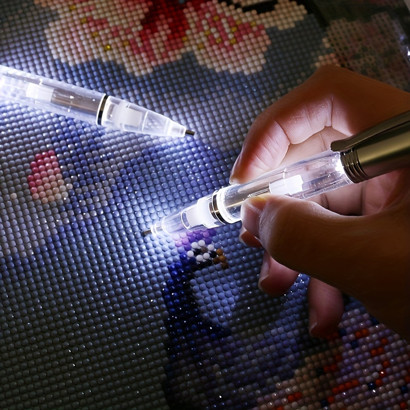 

1pc Diamond Painting Pen With Led Light, Diy Diamond Painting Cross Stitch New Gem Pick Up Pen Tools Embroidery Mosaic Accessories Light Up In The Dark