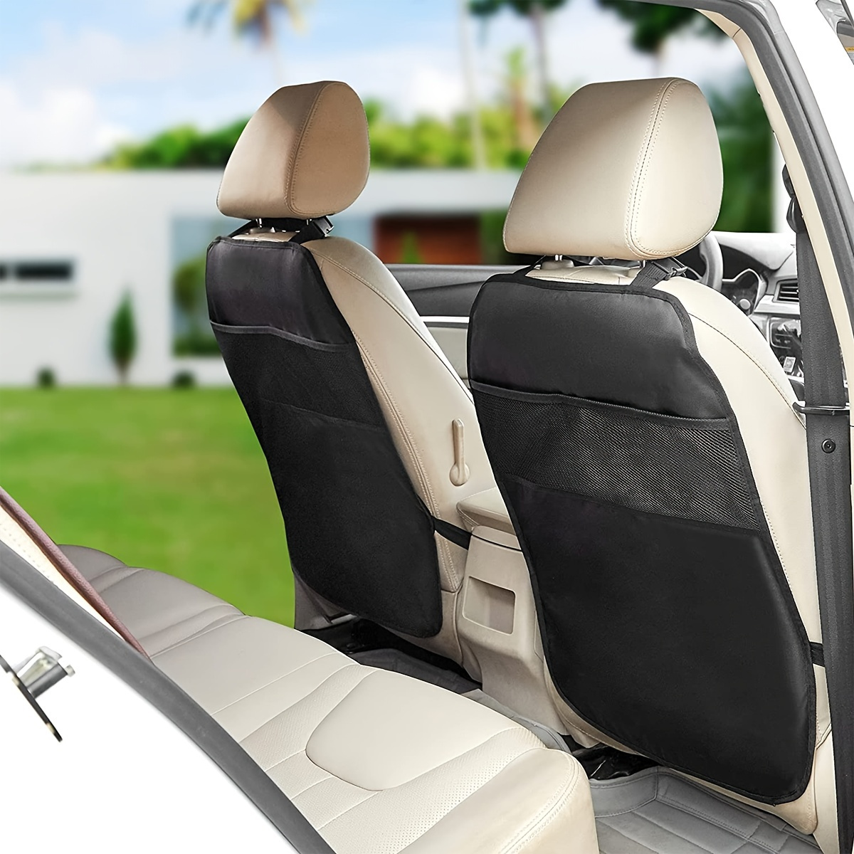 Kaufe Autositz-Kickmatte, Autositz-Rückenlehnenschutz mit  Organizer-Taschen, wasserdichter Autositz-Rückenlehnenbezug, Trittschutz  für Auto-Innenzubehör