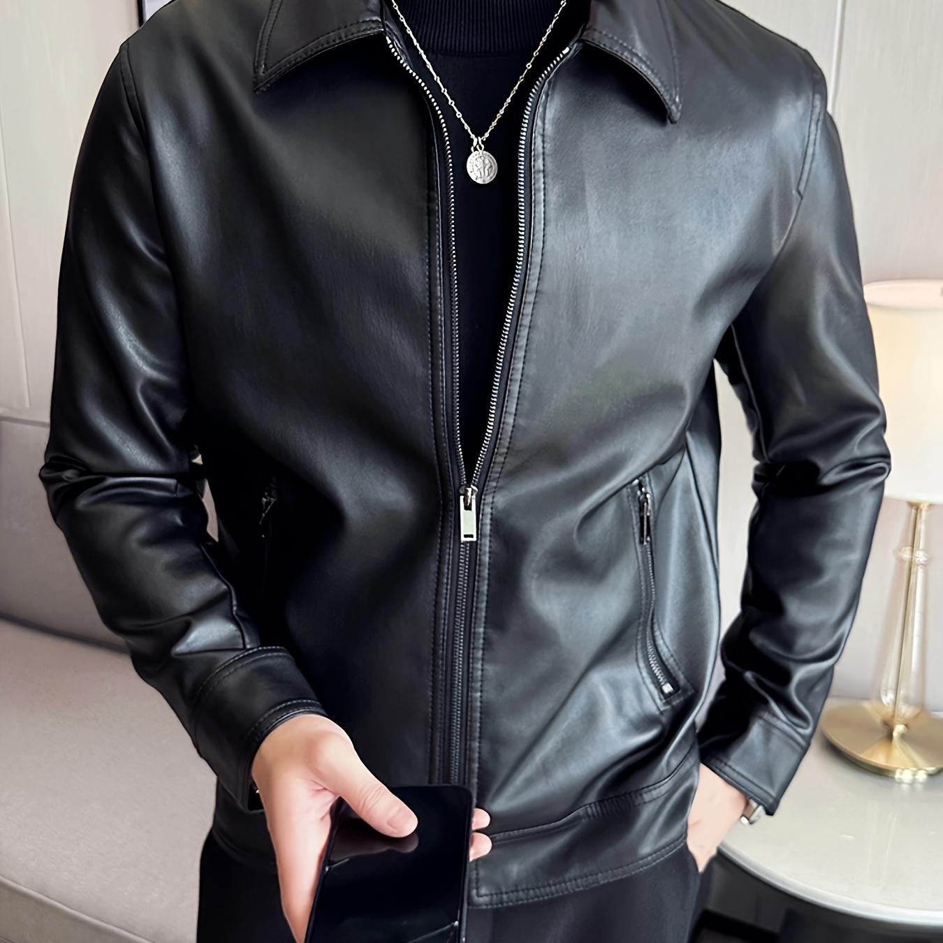 

Lapel Zip Up -fit Long For