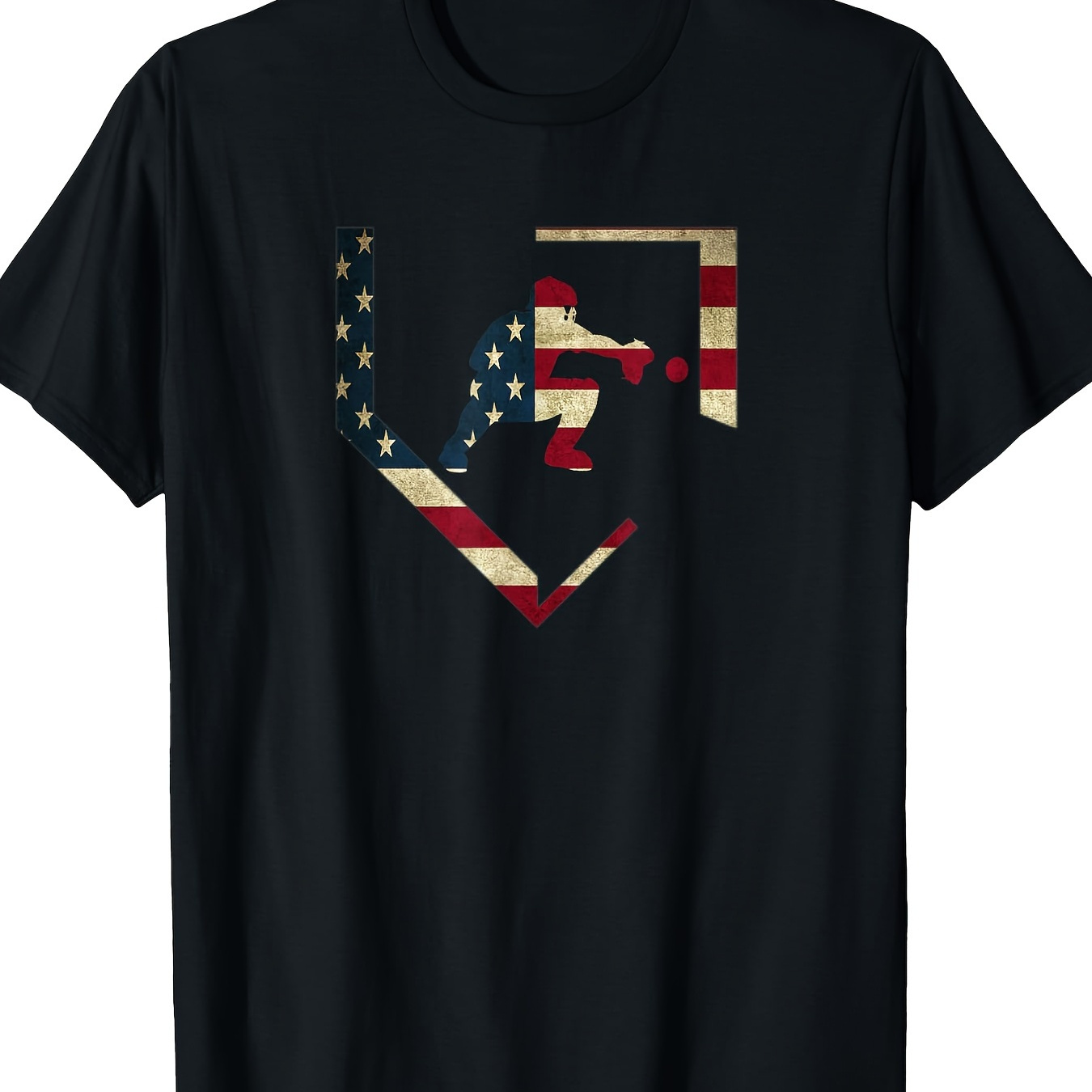 

Baseball Gear American Flag Gift Sports T-shirt, Men's T-shirt, 220g