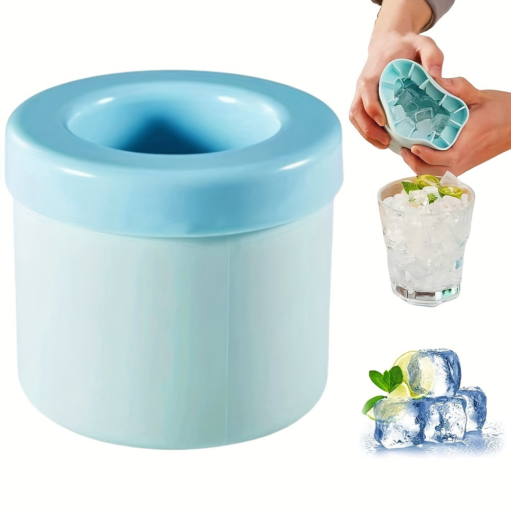 Ice Maker Cup 3D Cylinder Silicone Ice Cube Tray With Lid Ice Cube Mold Cup  Press