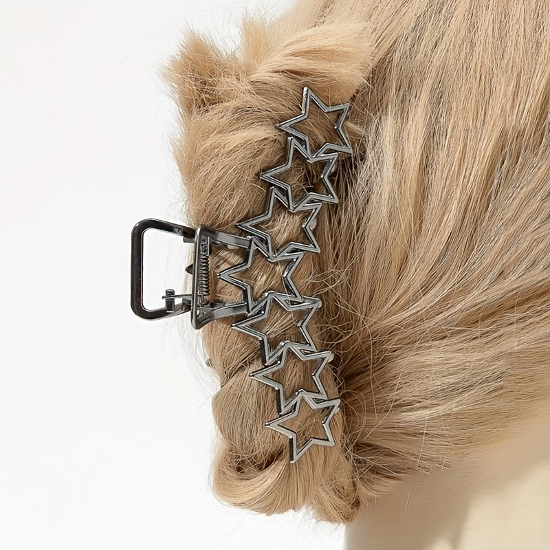 Hollow Star Metal Hair Claw Clip Slivery Alloy Nonslip Strong Hold