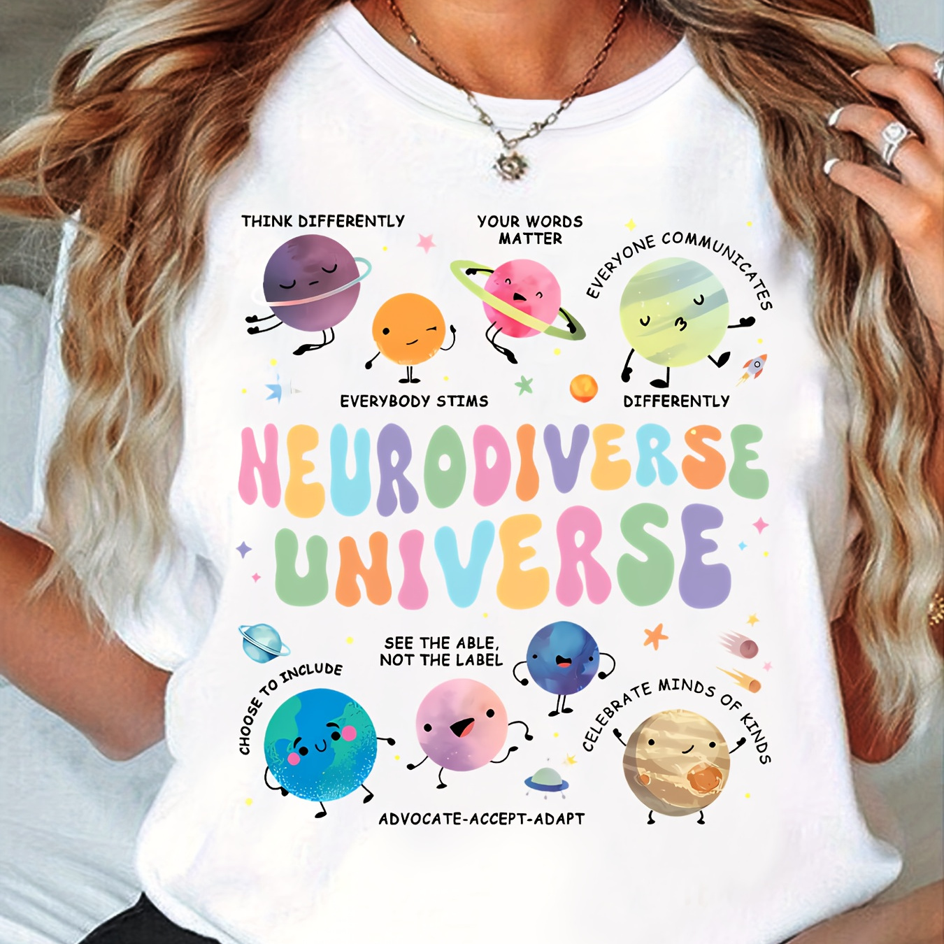 

Neurodiverse Printed T-shirt, Fun , , A Gift For Teachers.