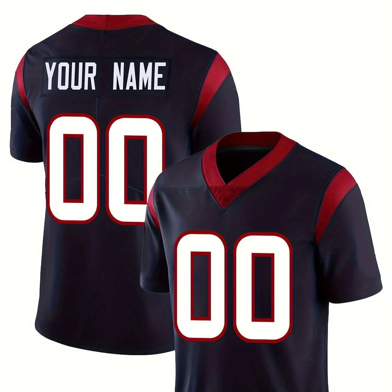 

Customized Name And Number Design, Men's Short Sleeve Loose V-neck Embroidery American Football Jersey, Retro Color Block Rugby Jersey, Summer Parties