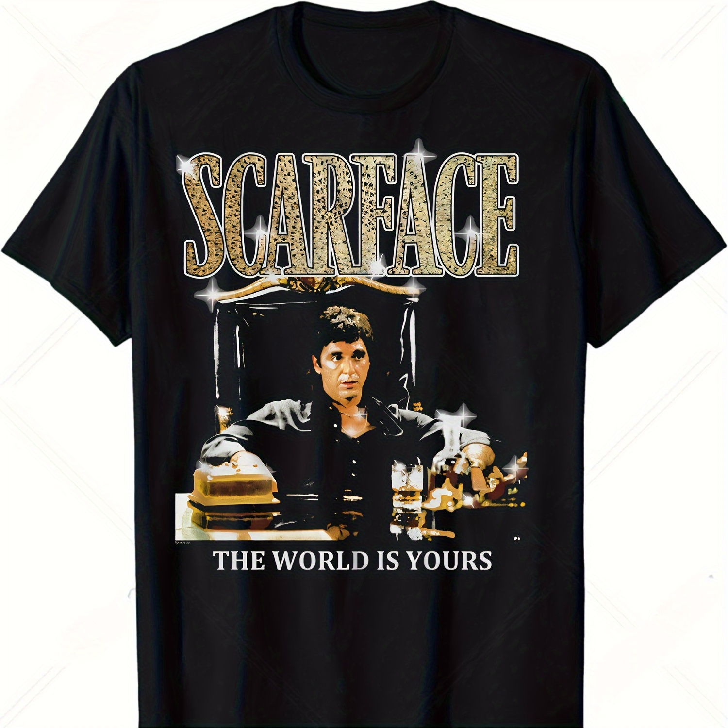 

Scarface Men's T-shirt 100% Fashion Casual Summer Fashion Cotton Short Sleeve Printed Shirt Black T-shirt.