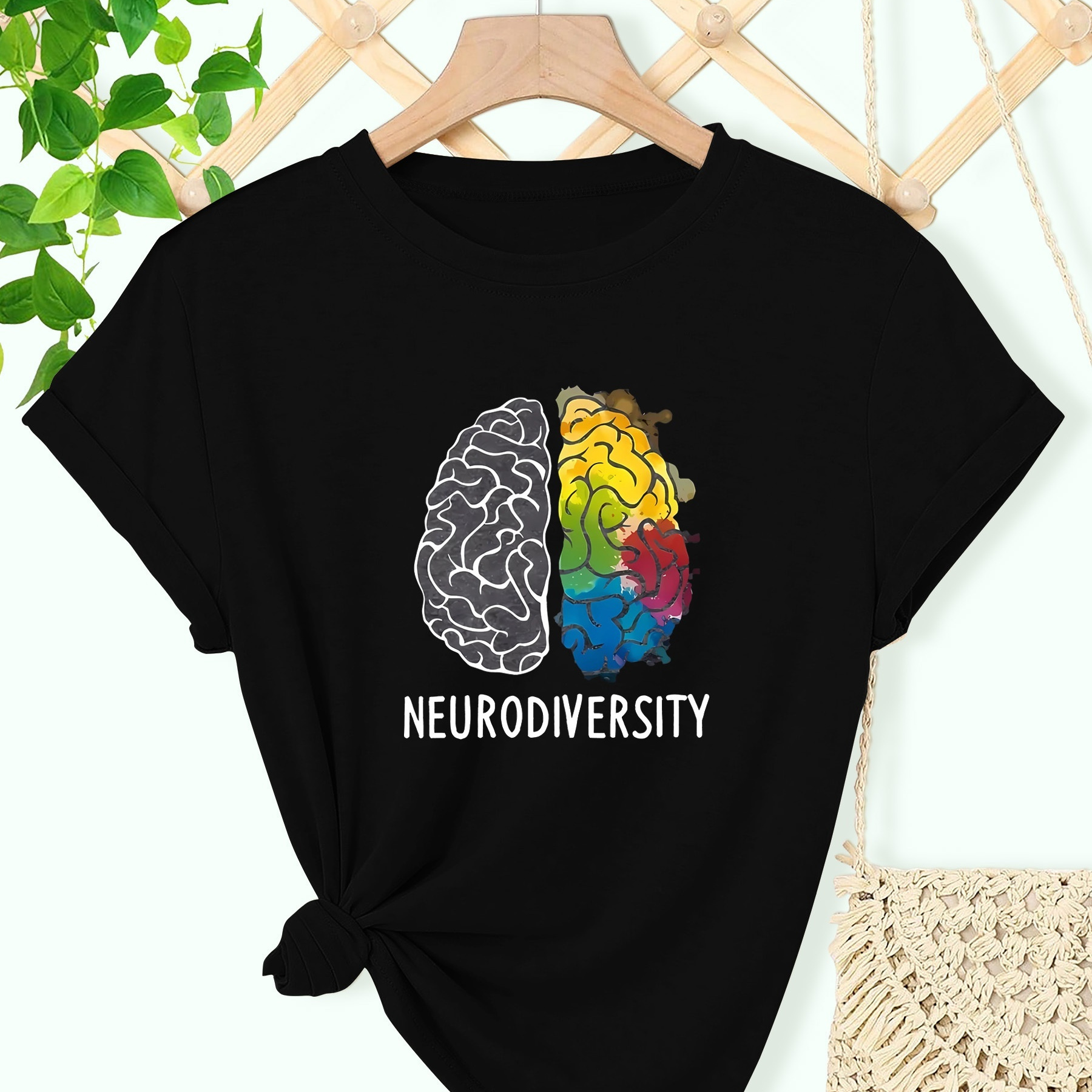 

Women's Brain Tee - Crew Neck, Short Sleeve, Stretchy Polyester, Machine Washable - Black, Sizes S To Xxl