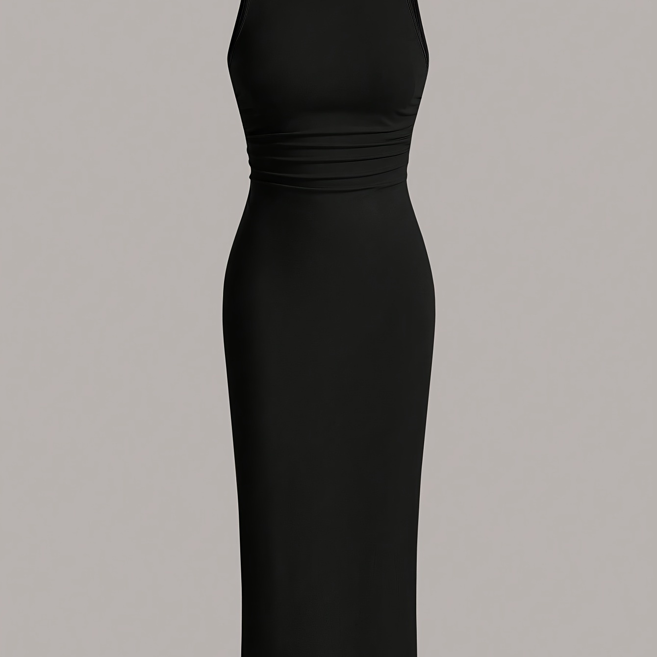 

Solid Color Crew Neck Tank Dress, Elegant Sleeveless Slim Fit Dress For Spring & Summer, Women's Clothing