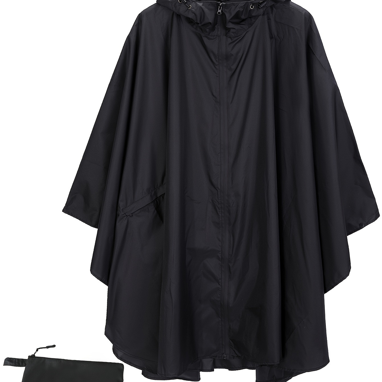 

Men's Solid Zip Up Hooded Raincoat, Waterproof Windproof Outerwear For Outdoor Activities