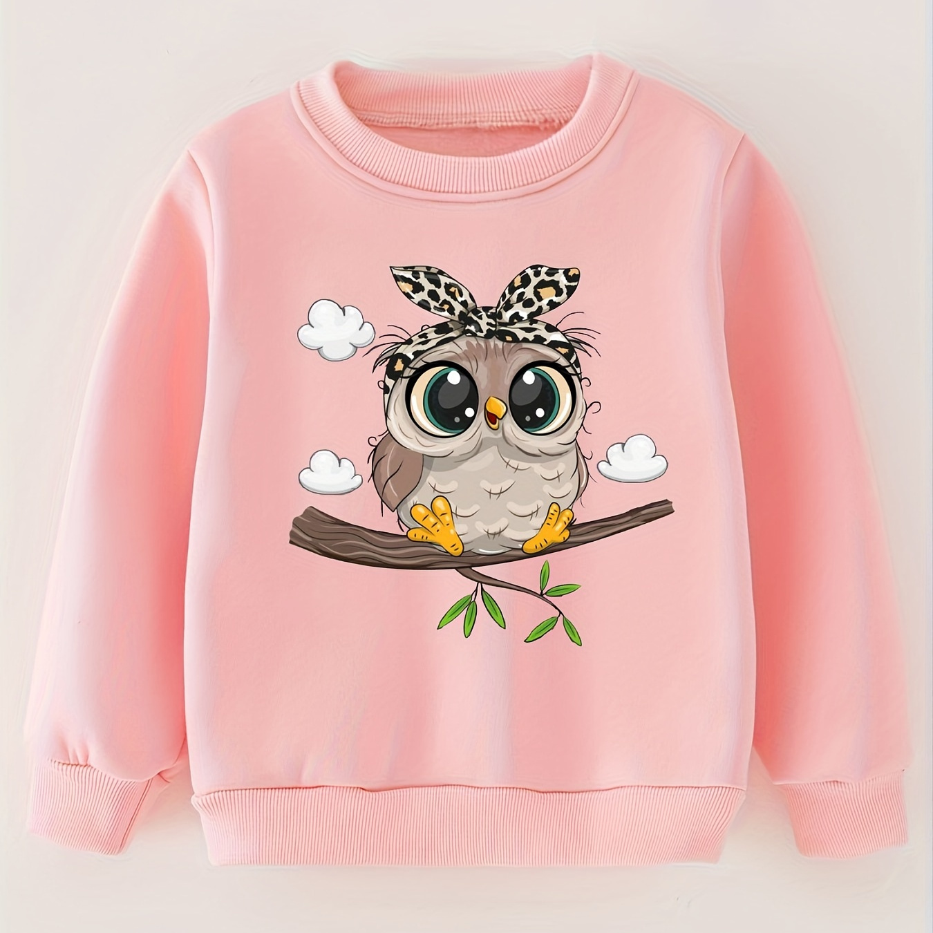 

Girls Cute Sweet Owl Print Crew Neck Sweatshirt For Sports Going Out, Children Girls Pullover Tops, Fall/spring Clothes