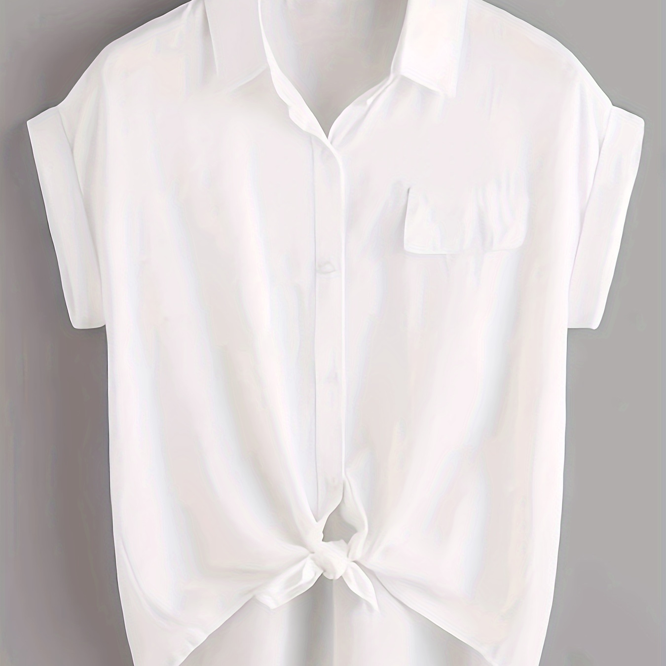 

Button Front Solid Simple Blouse, Casual Short Sleeve Blouse For Spring & Summer, Women's Clothing
