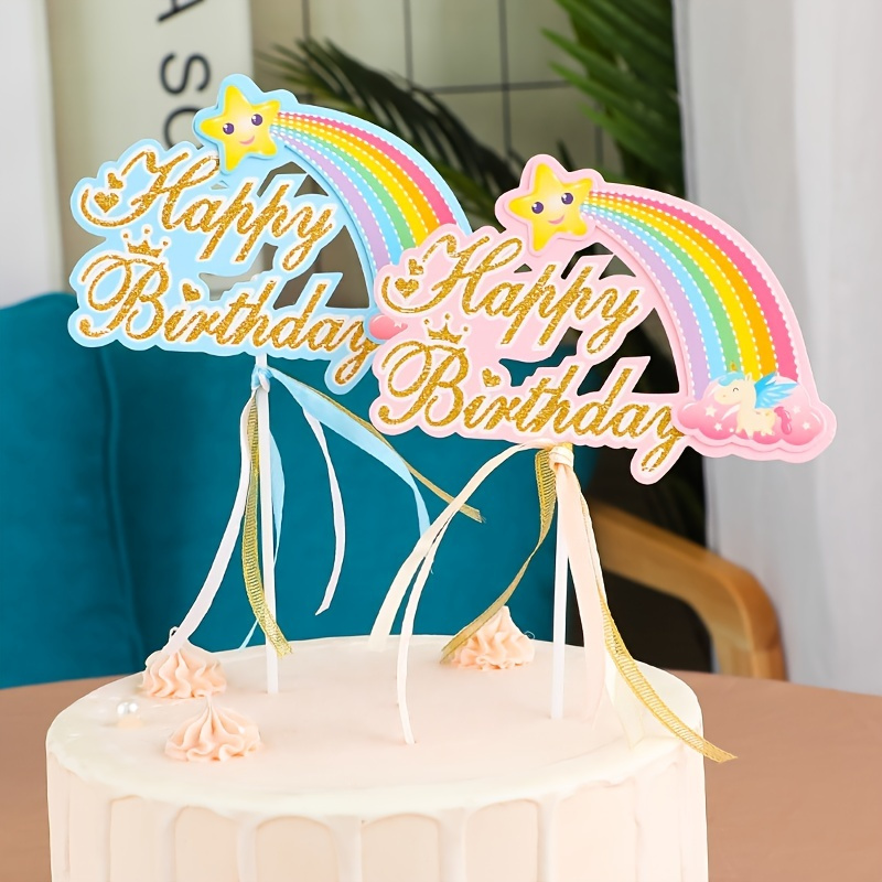 iZoeL Cake Topper Torta Unicorno Kit, Nuvola Arcobaleno Palloncino Happy  Birthday Banner, Decorazione Torta di Compleanno per Ragazza, Donne