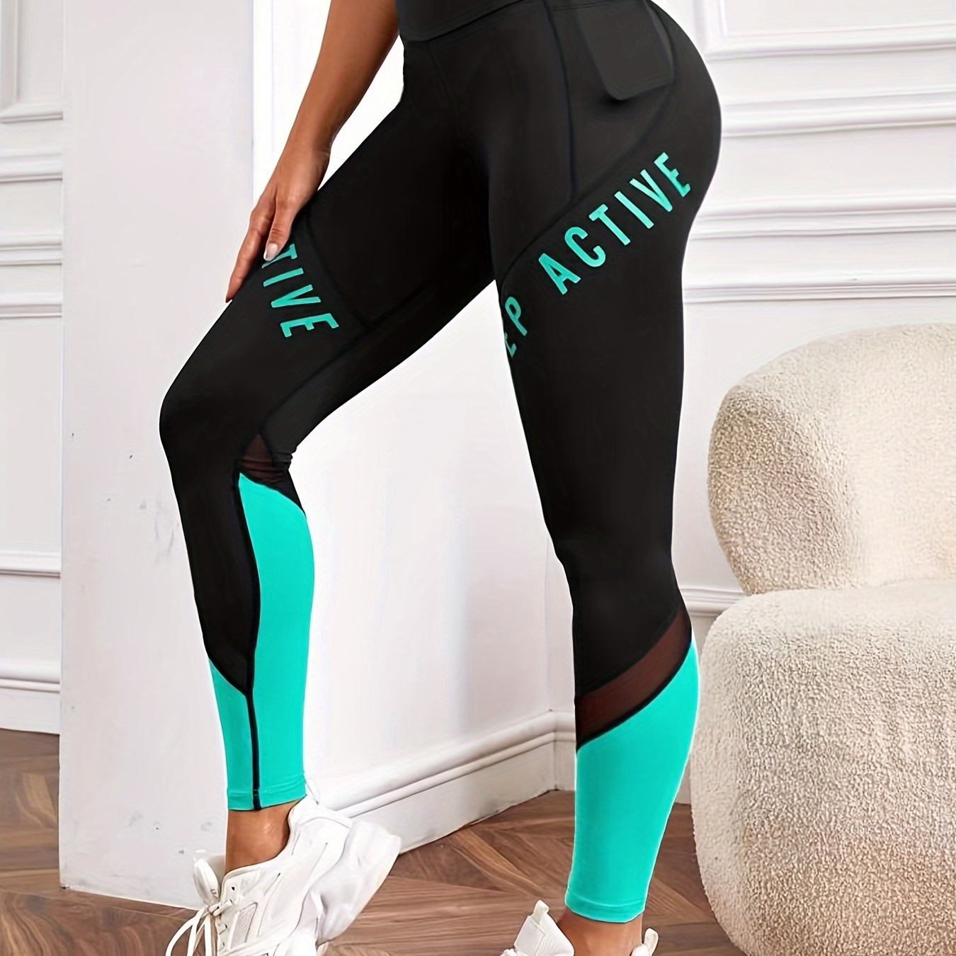 

Women's High Waist Pocket Color- Letter Sports Skinny Yoga Leggings, Women's Sportswear & Clothing