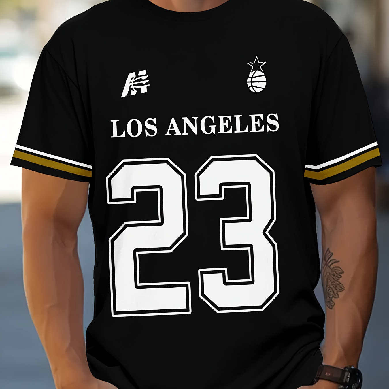 

3d , Basketball Number , Men's Round Neck Comfortable Short Sleeve, Basketball 23 Short Sleeve Top