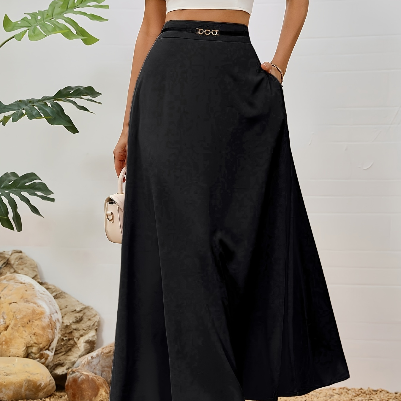 

And Summer Collection For 2025, Elegant Vacation-style Casual Long Skirt, Women' Waist Maxi Skirt.