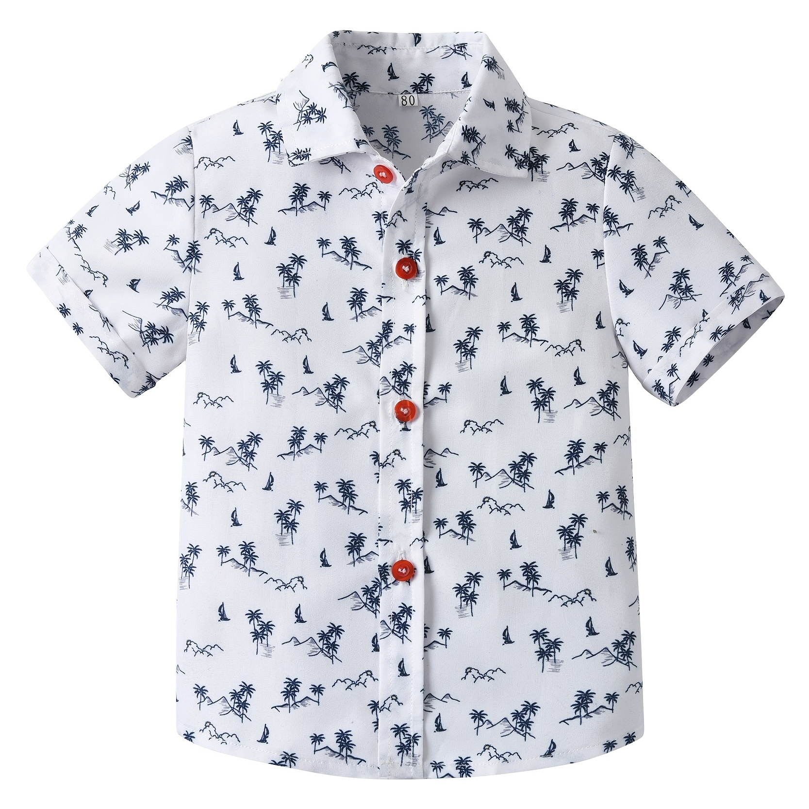 

Boys Creative Ink Printing Shirt Short Sleeves Button Spring And Summer Kids Clothes