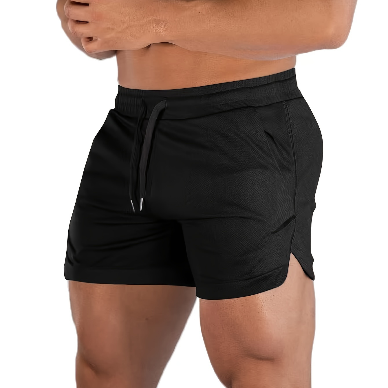 

Men's Stylish Solid Shorts With Pockets, Active Breathable Slightly Stretch Men's Bottom Clothing For Hiking Jogging Cycling Outdoor Fitness Workout