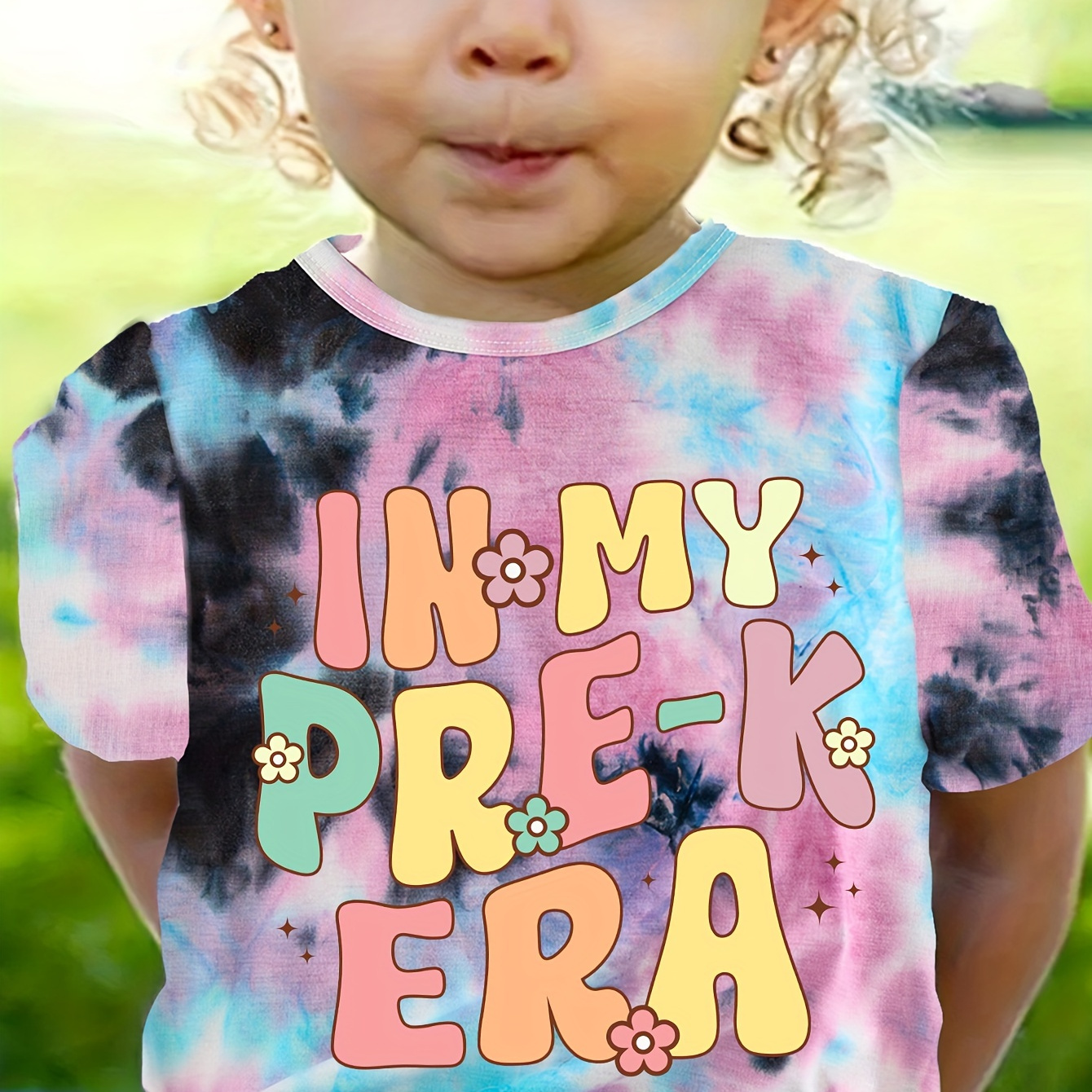 

in My Pre-k Era" Letter Print, Girls' Crew Neck Short Sleeve T-shirt, Girls' Casual & Trendy Summer Top