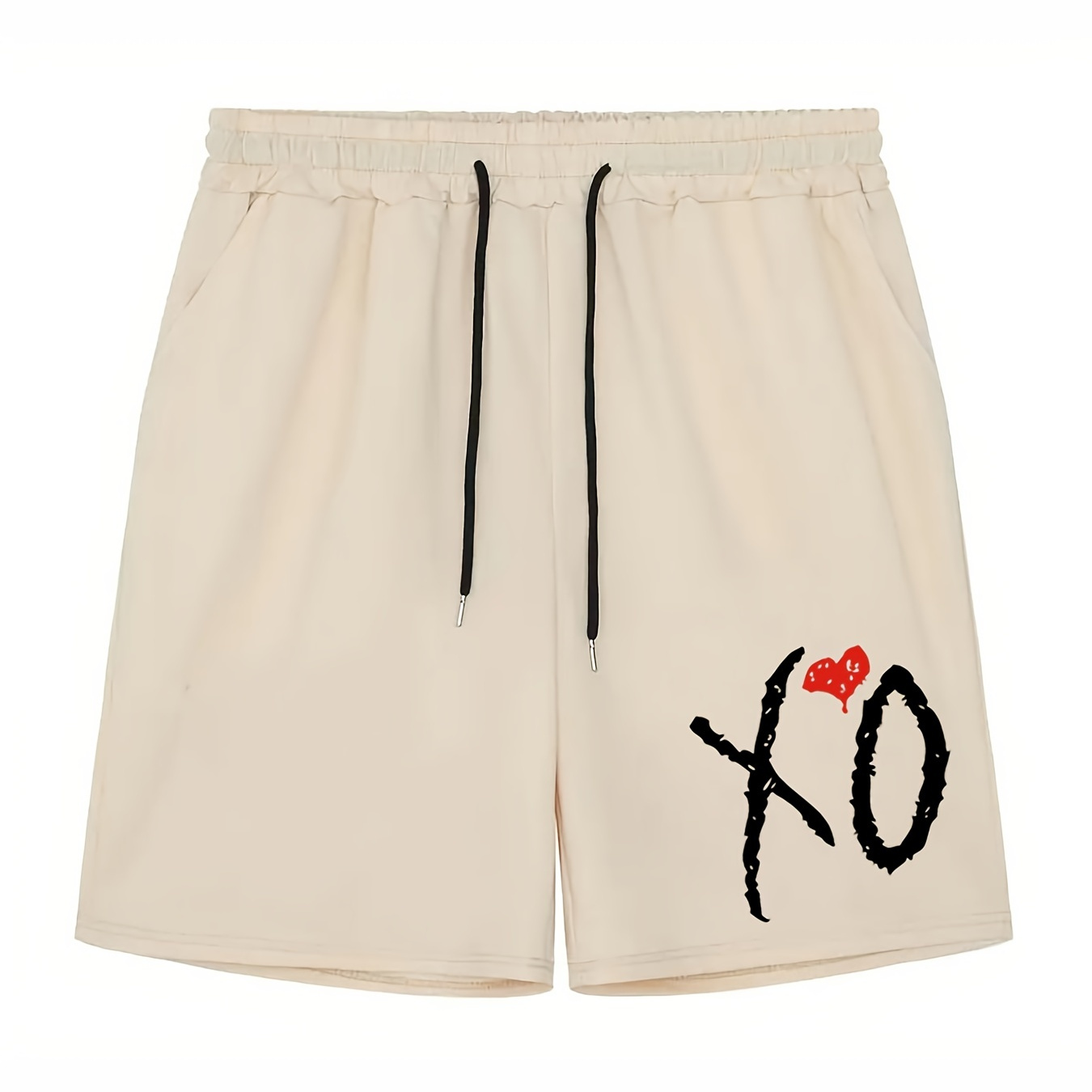 

Men's "xo" Casual Shorts Elastic Waist Gym Short Pants, Spring And Summer