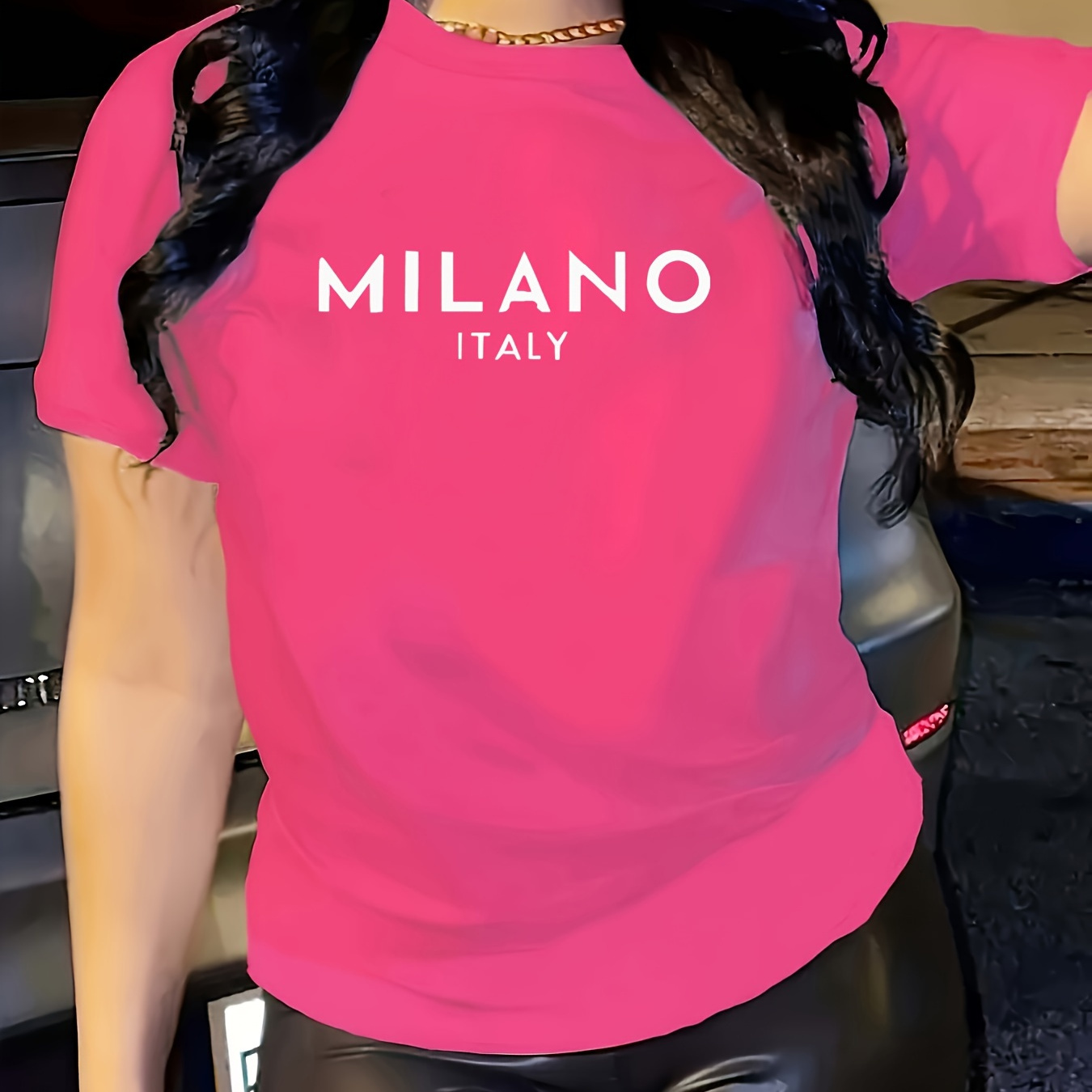 

Women's Italy Graphic Tee - Casual & Sporty Round Neck Short Sleeve, Breathable Polyester Top With English Print, Summer