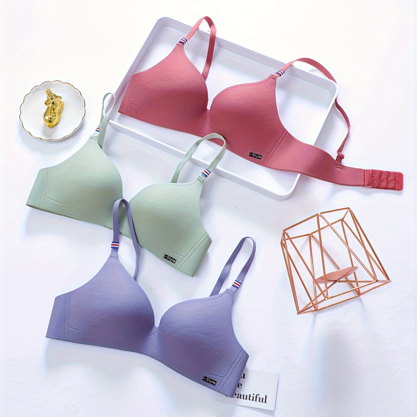 Girls Elegant Solid Color Bras Underwire Push Up Breathable Bras For 14-20  Years Pack Of 2