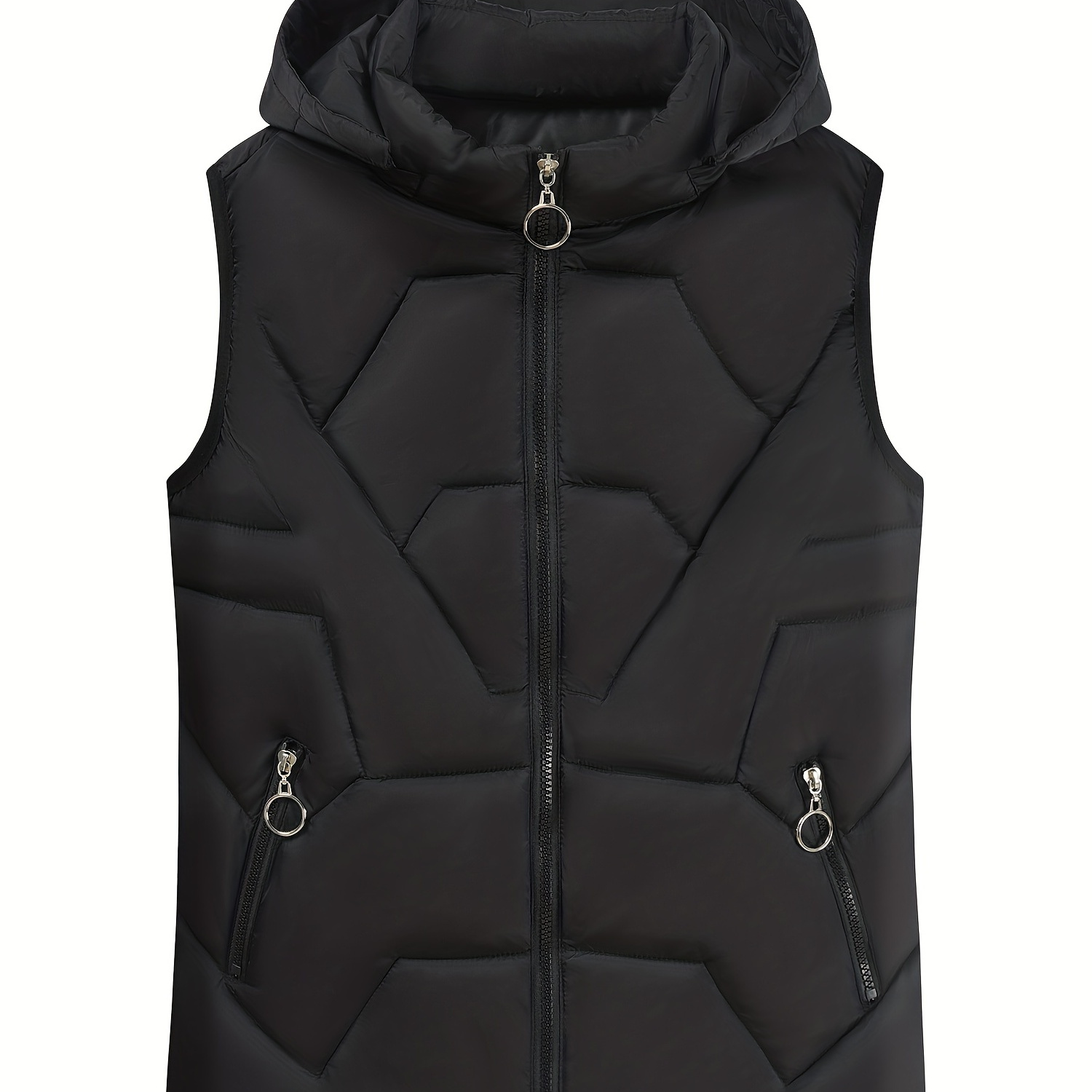 

Zip Up Hooded Vest Coat, Casual Solid Sleeveless Outerwear, Women's Clothing