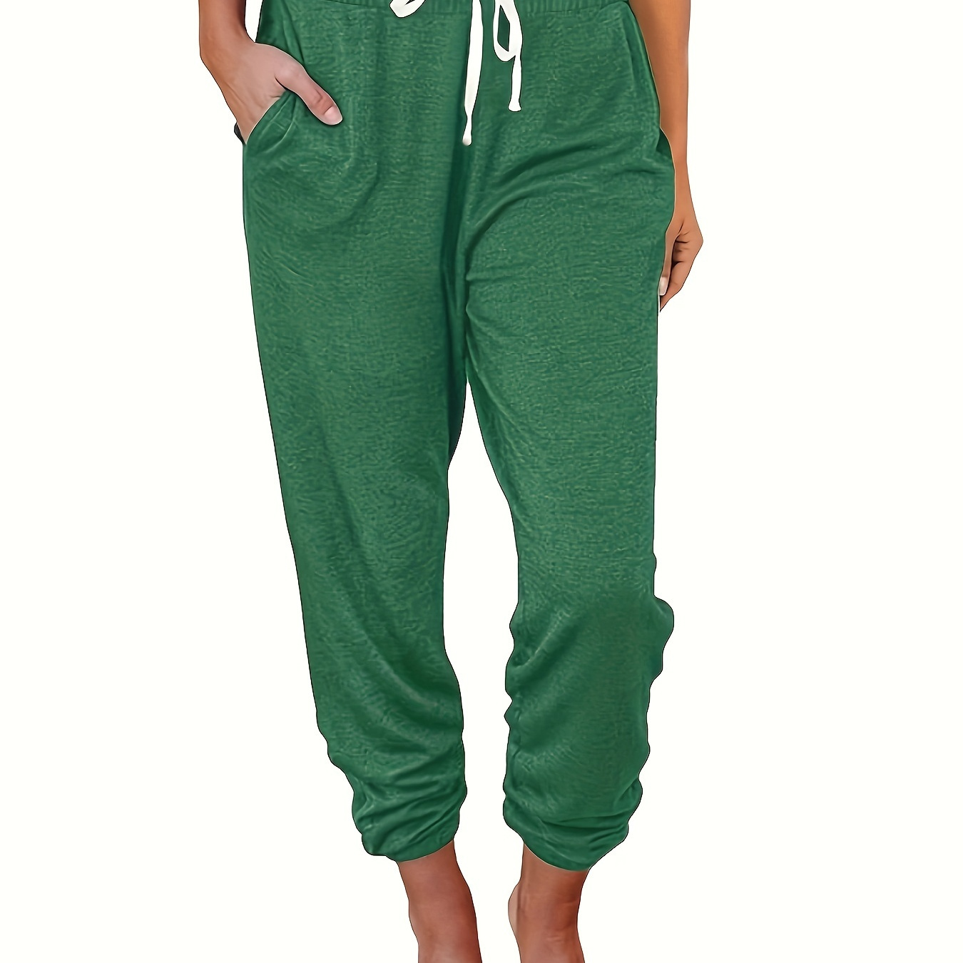 

Drawstring Waist Jogger Pants, Loose Casual Solid Pants For Summer & Spring, Women's Clothing