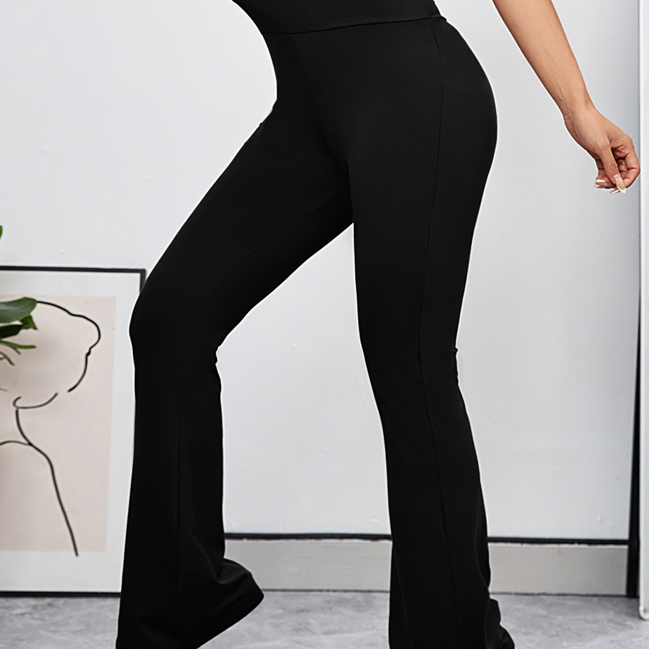 

Pantalon évasé taille haute en stretch, pantalon bootcut de yoga uni, vêtements de sport pour femmes