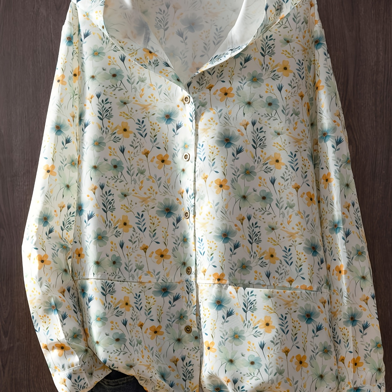 

Women's Casual Floral Print Hooded Shirt - Breathable Polyester, Non-stretch Fabric, Spring/fall