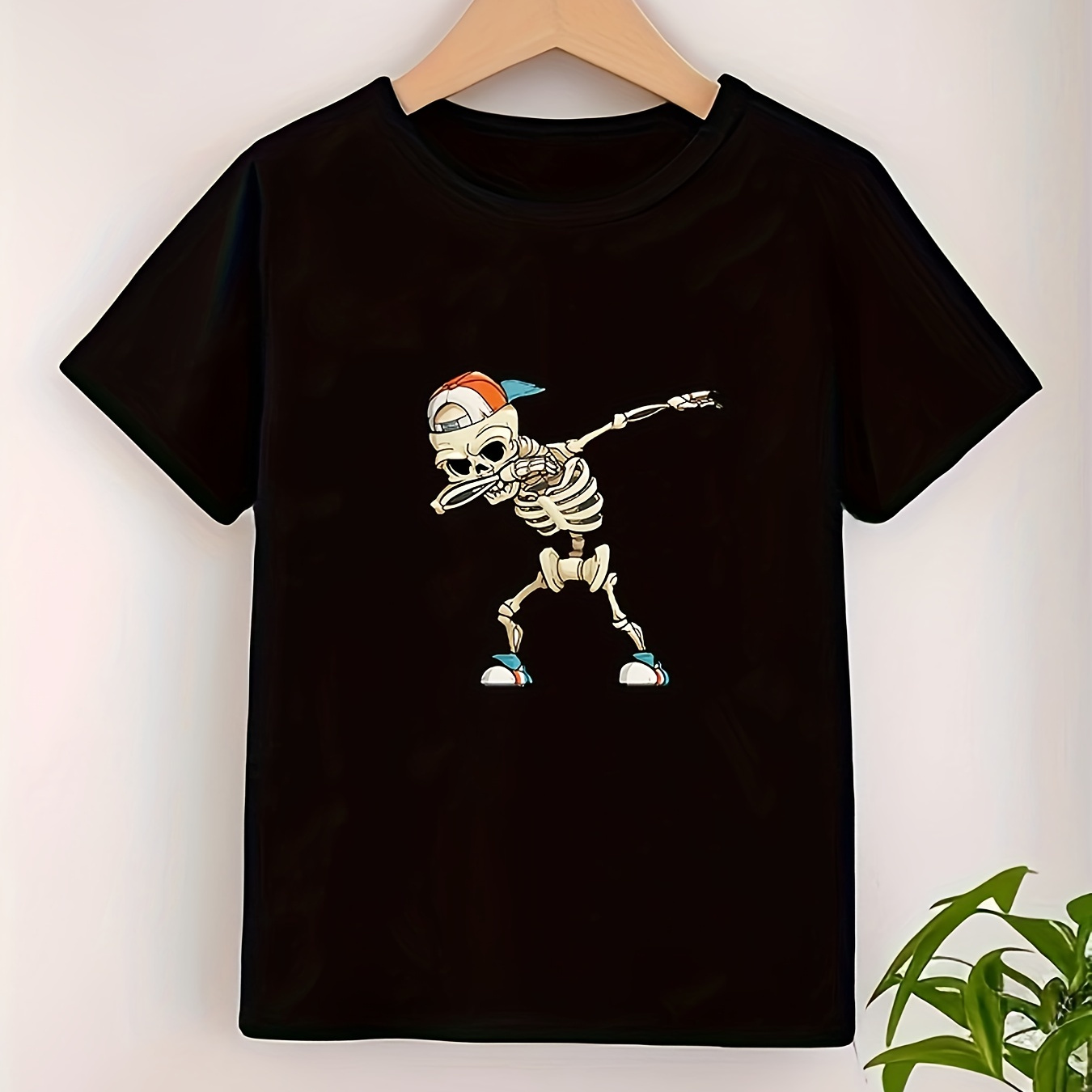 

Cool Cartoon Skeleton Graphic Print Tee, Boys Casual & Trendy T-shirt For Spring & Summer, Boys Clothes For Outdoor Activities