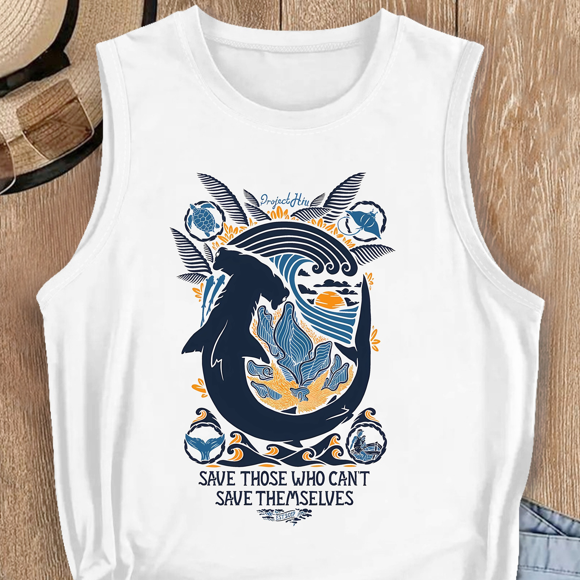

Women's Casual Sleeveless Tank Top, Round Neck, Whale Graphic Print, Fashion Spring Summer Vest Shirt For Ladies