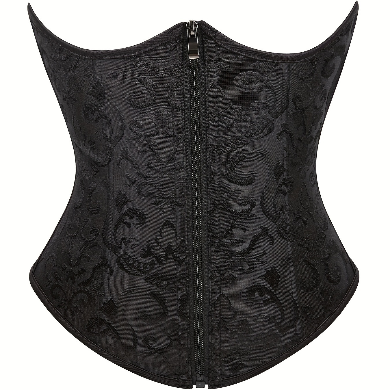 

Vintage-inspired Jacquard Zippered Corset - Tummy Control & Waist Slimming Shapewear For Women, Nylon