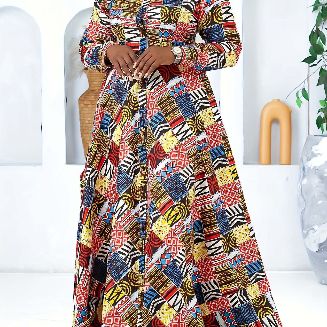 

Robe Décontractée Grande Taille pour Femme avec Imprimé Géométrique