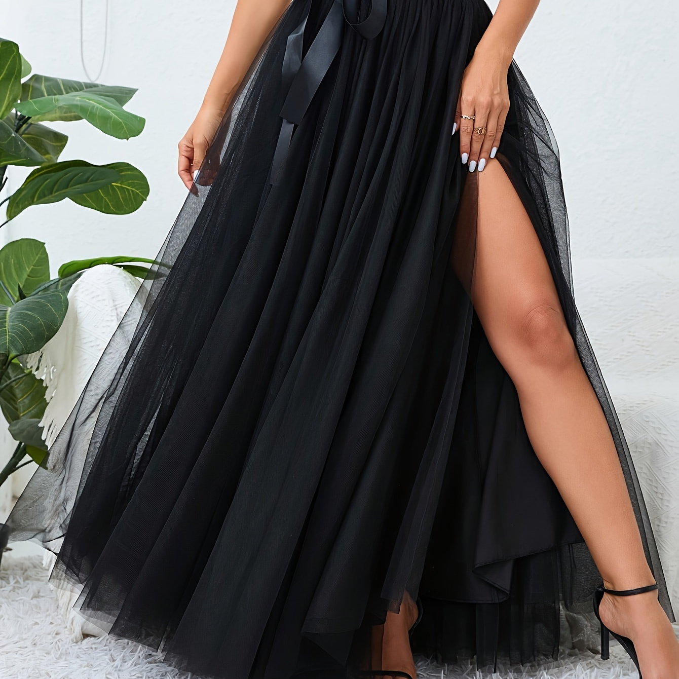 

-waist Tulle , Slit Hem, Polyester Lining, , All A- Waist And