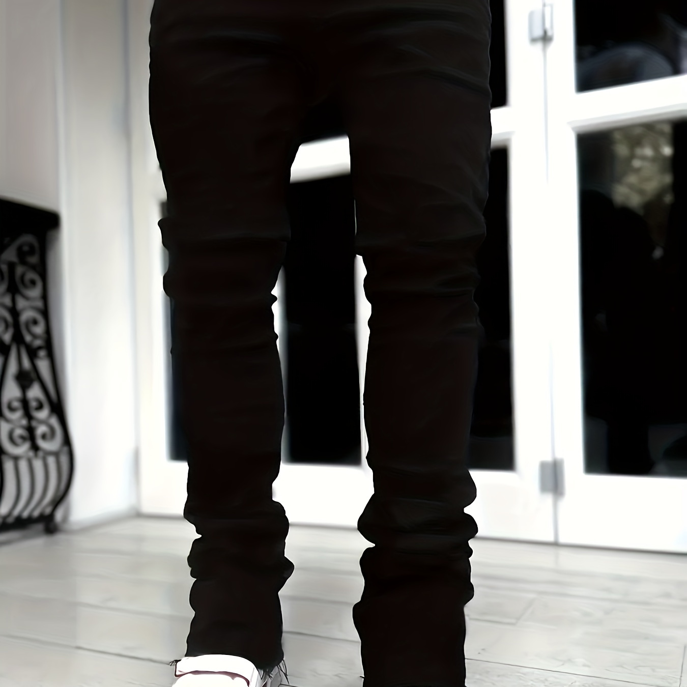 

Men's Fashion Trendy Flared Jeans, Street Style Mid-stretch Slim Fit Denim Pants For Men