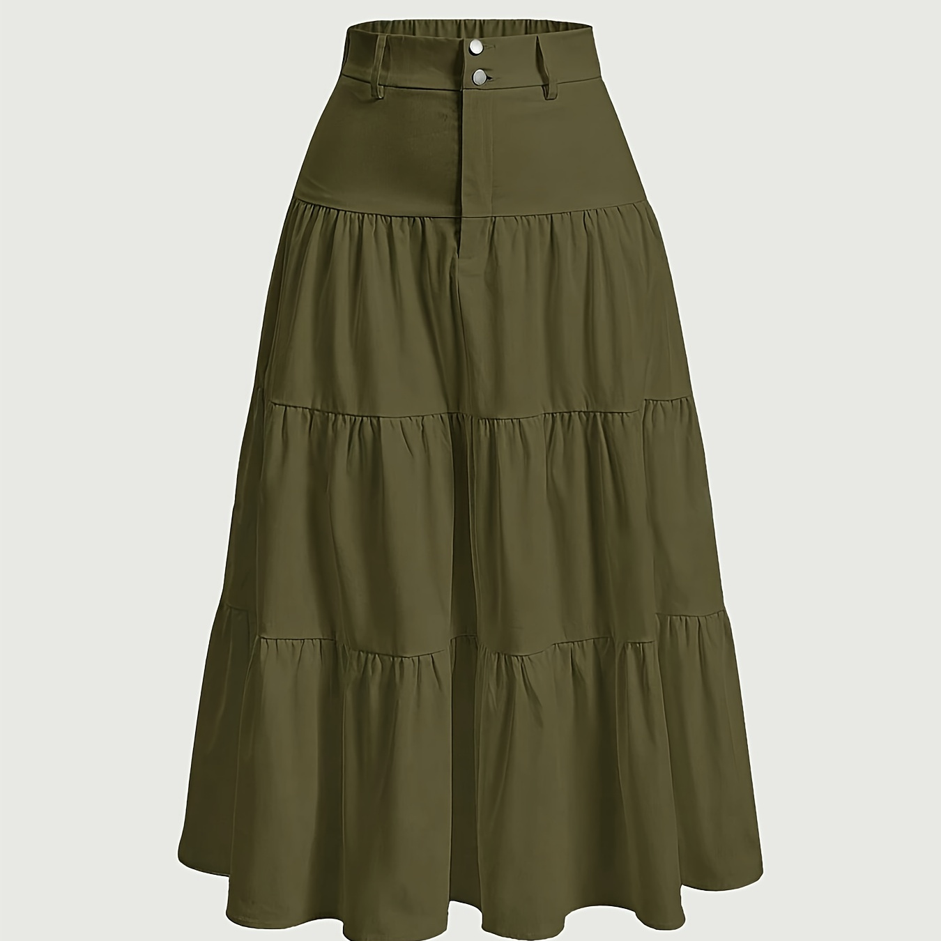 

Solid Color Multi-layered Skirt With Lotus Leaf Hem