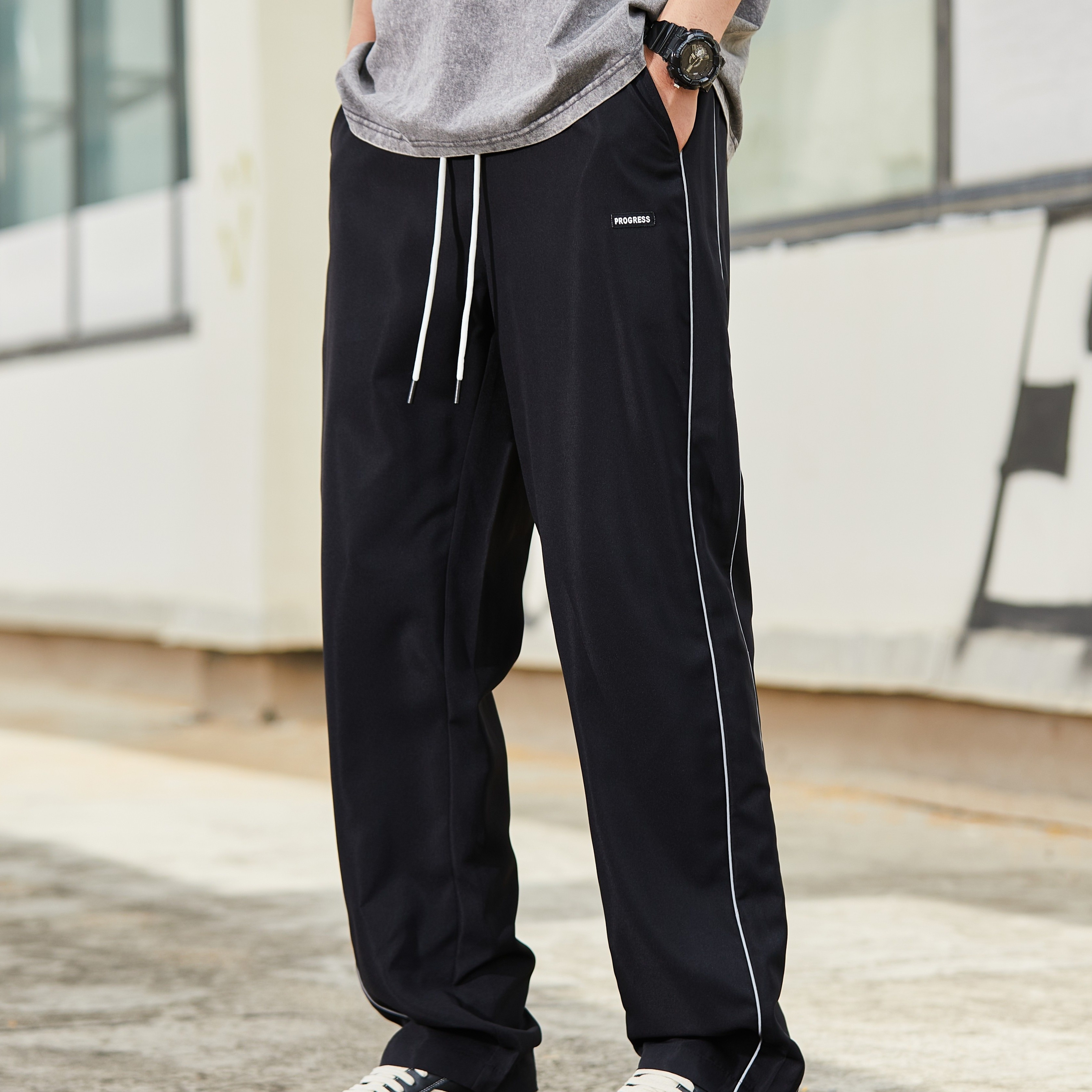 

Men's Casual Loose Fit Joggers With Detail, Men's Drawstring Pants With Pockets For Sport And Casual Wear