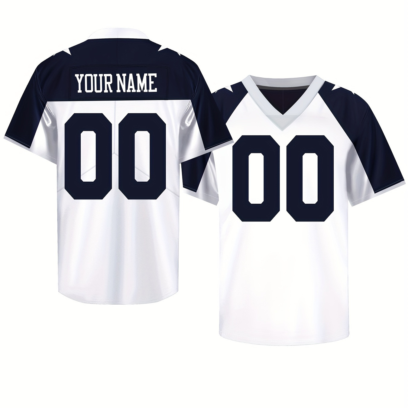 

Customized Name And Number Design, Men's Color Blocked Short Sleeve Loose V-neck Embroidery Personalized American Football Jersey, Outdoor Rugby Jersey For Team Training