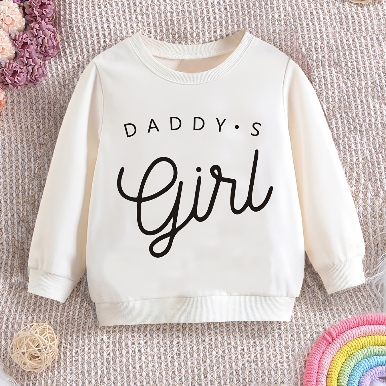 

Girls Pullover "daddy's Girl" Letter Print Round Neck Long Sleeve Sweatshirt