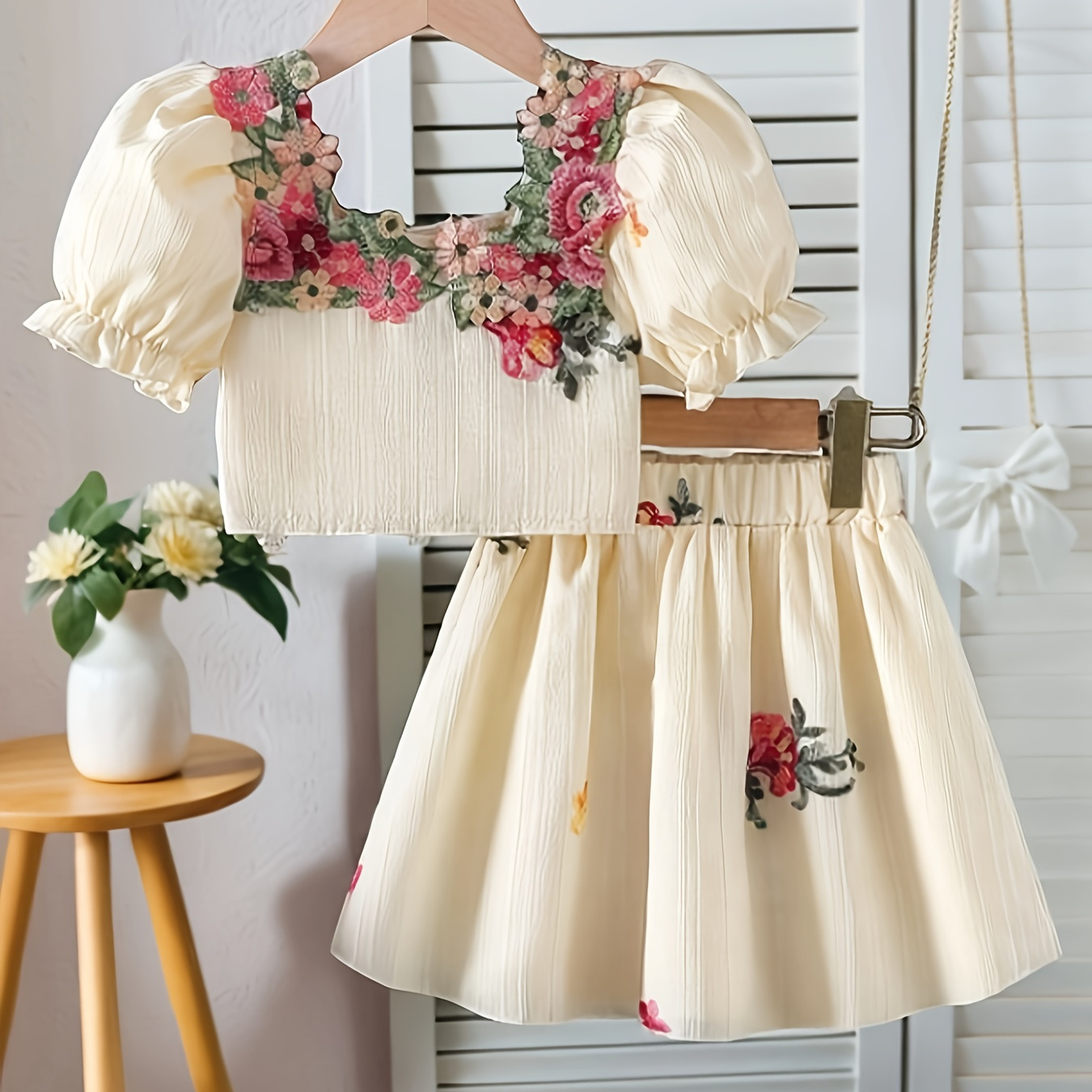 Spring/Summer Girls' Floral Two-Piece Set