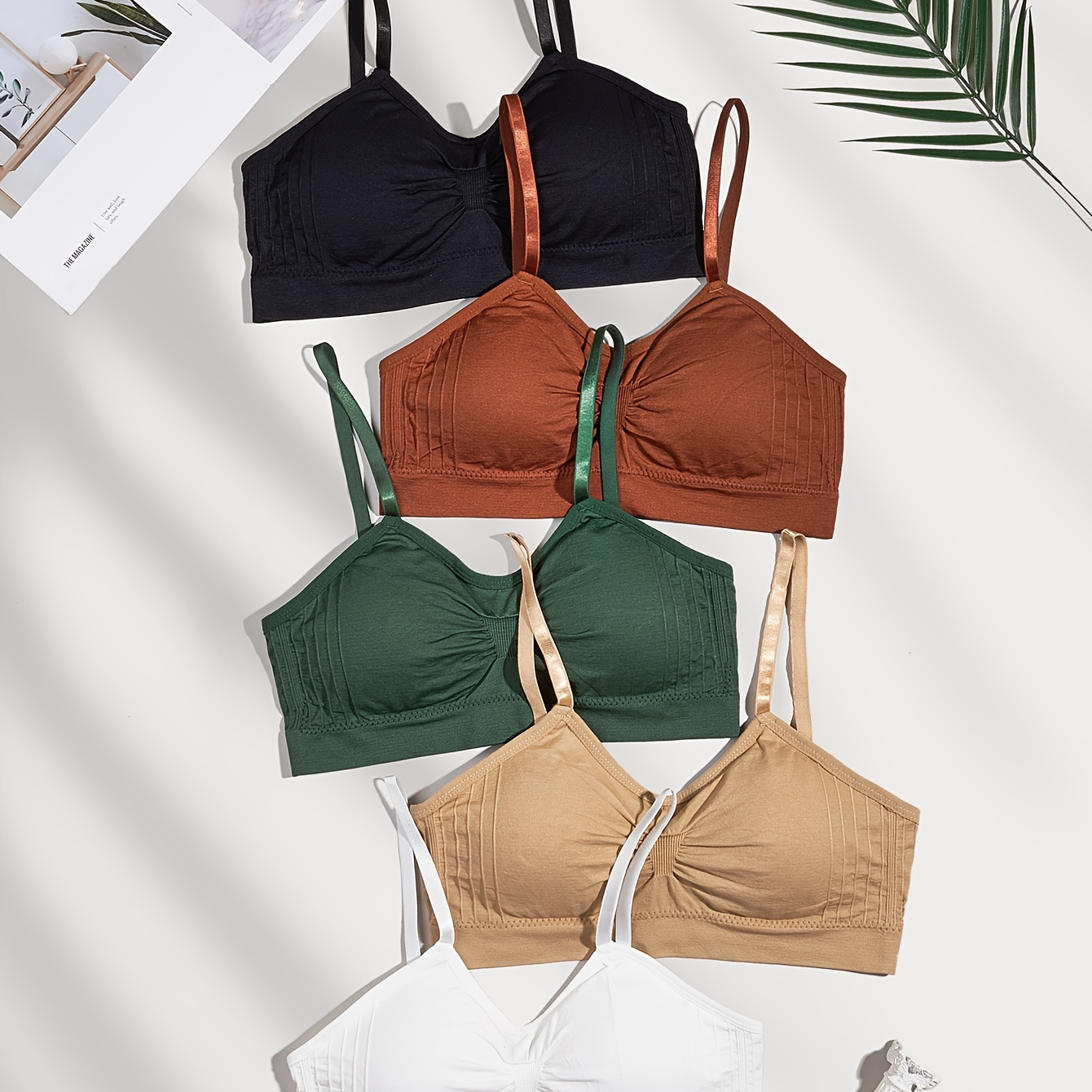 Striped Side Wireless Bra Breathable Soft High Elastic - Temu Canada