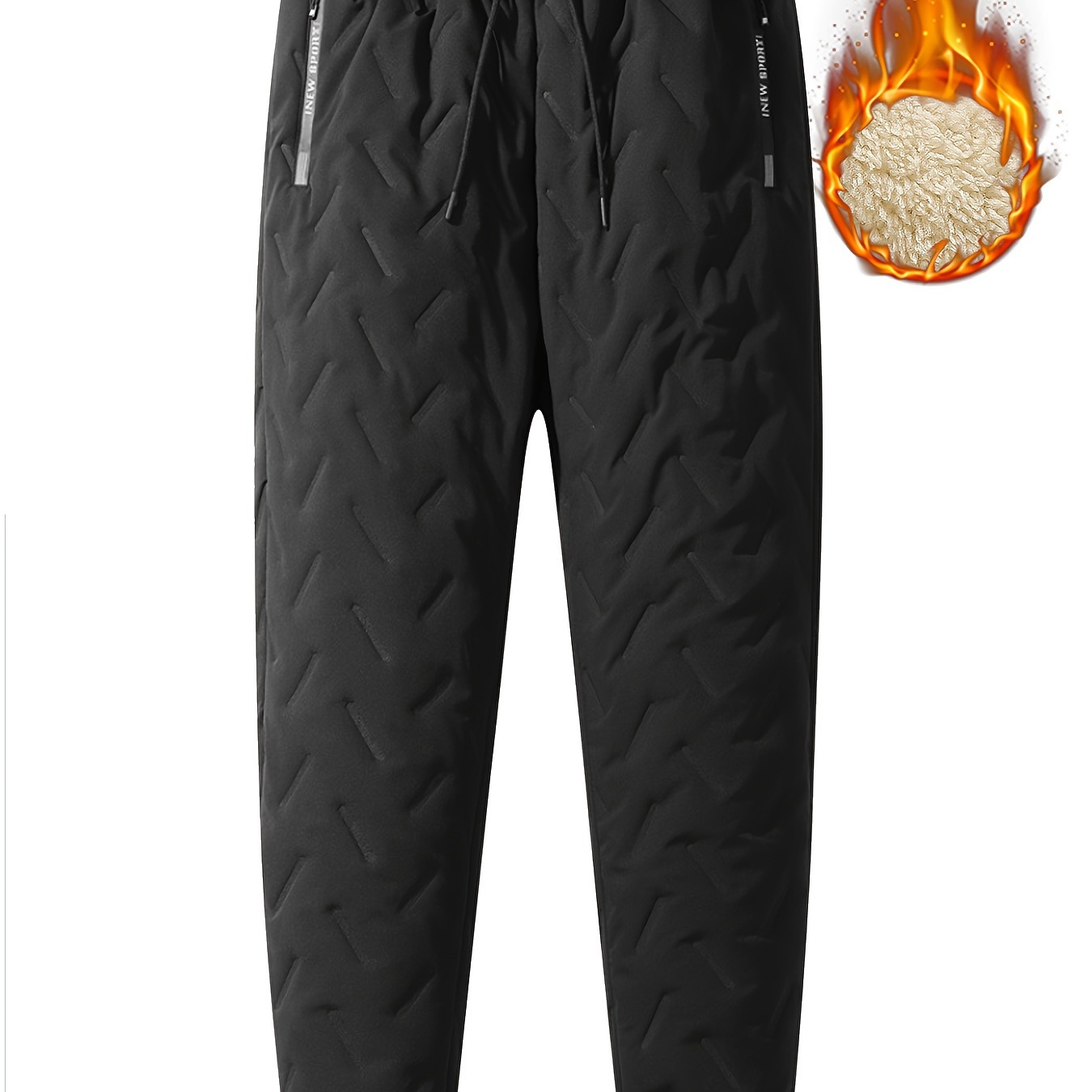 

Men's Loose Fit Warm Thick Joggers, Casual Windproof Sports Pants For Fall Winter