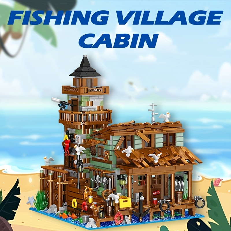 MINI Bricks Fisherman Cabin House Model Building Blocks Creative Expert Ideas City Street View Fishing Hut Module Compatible Toys For Kids Gifts