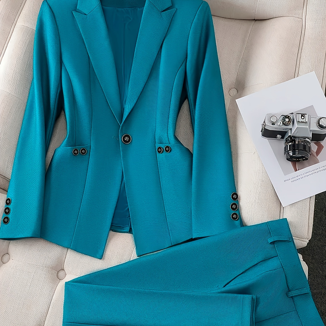 

Attracting Wealth Targeted Fashionable And Elegant 2024 Spring And Autumn New Solid Color Suit Jacket And Pants Set Formal Business Workwear Two-piece Set