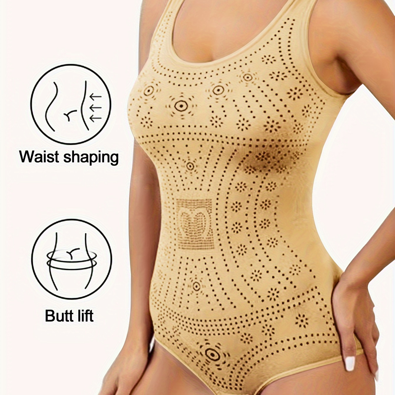 

Women's Body Shaper Bodysuit, Breathable Seamless Waist Shaping & Butt Lift Compression Jumpsuit With Slimming Support