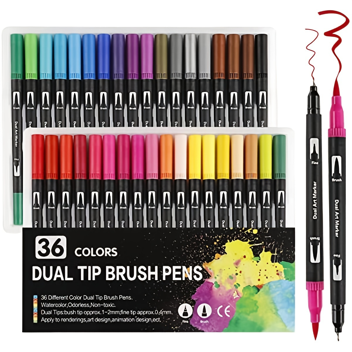 Ccfoud Dual Brush Markers Pens, 120 Colors Dual Tip Art Markers (Fineliner  & Brush), Water Based Coloring Brush Pens Markers Set for Kids Adult
