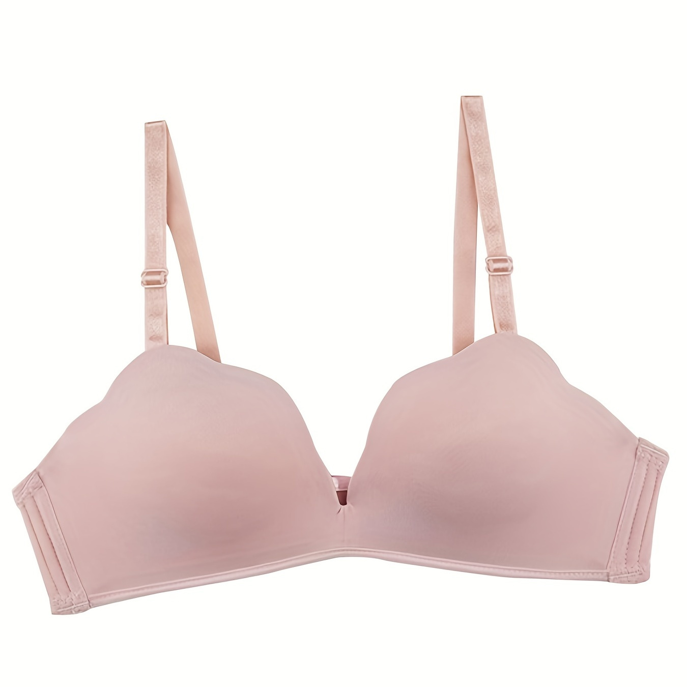 Women Solid Color Seamless Bra Push Up Bra Wireless Brassiere Underwear  Pink 32B-38B